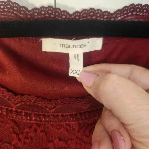 Maurices  Womens Plus Size in Red Zinfandel Double Lined Lace Dress Size XXL - Picture 10 of 15